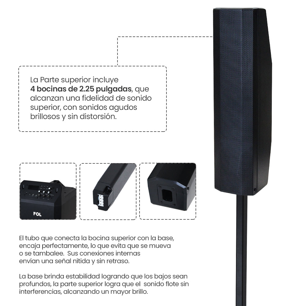 Torre De Audio Con Subwoofer 8 pulgadas más 4 bocinas 200W 2000mAh Fs-t109