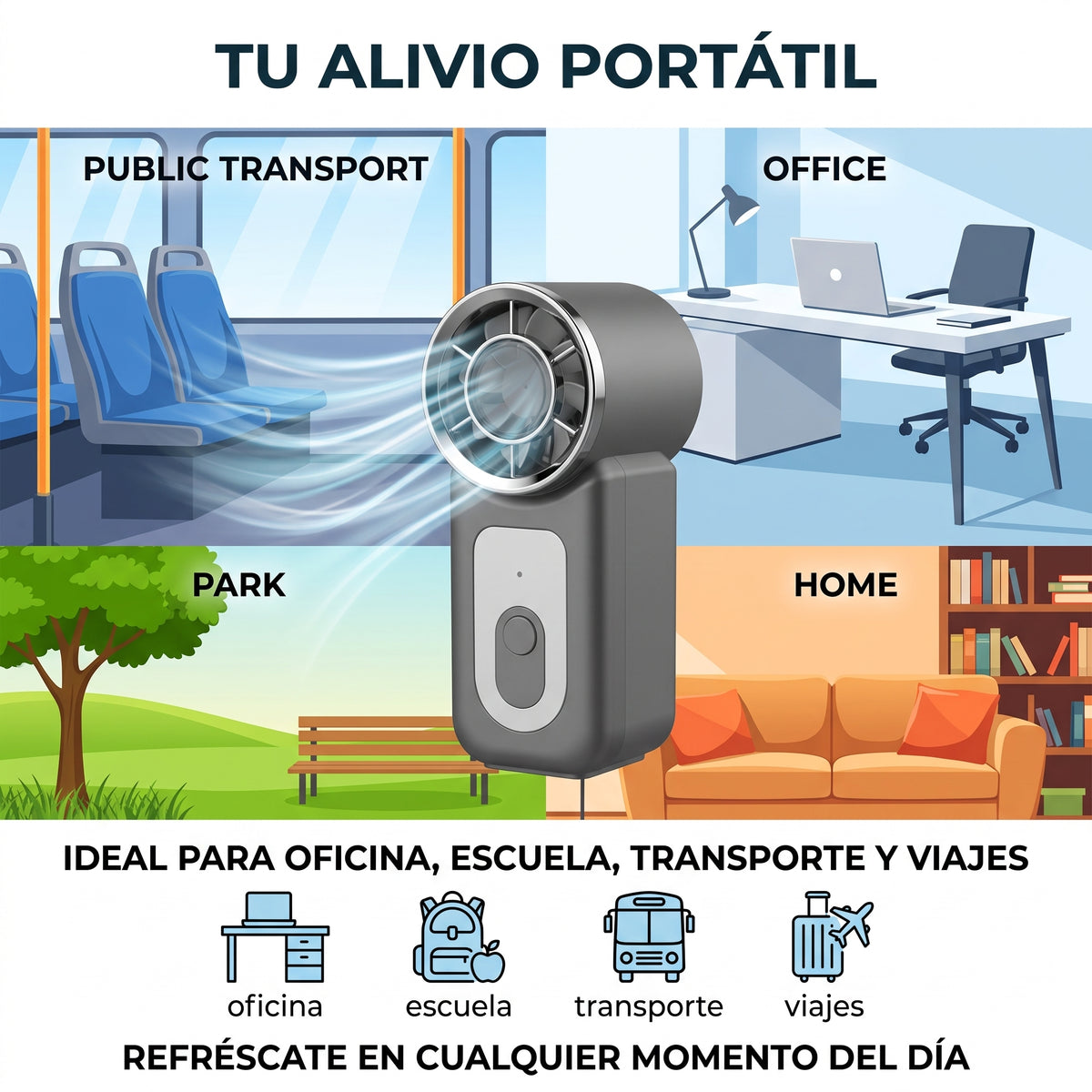 Mini Ventilador de Mano YISEN FS-52 con Batería de 3000mAh y Carga Tipo-C