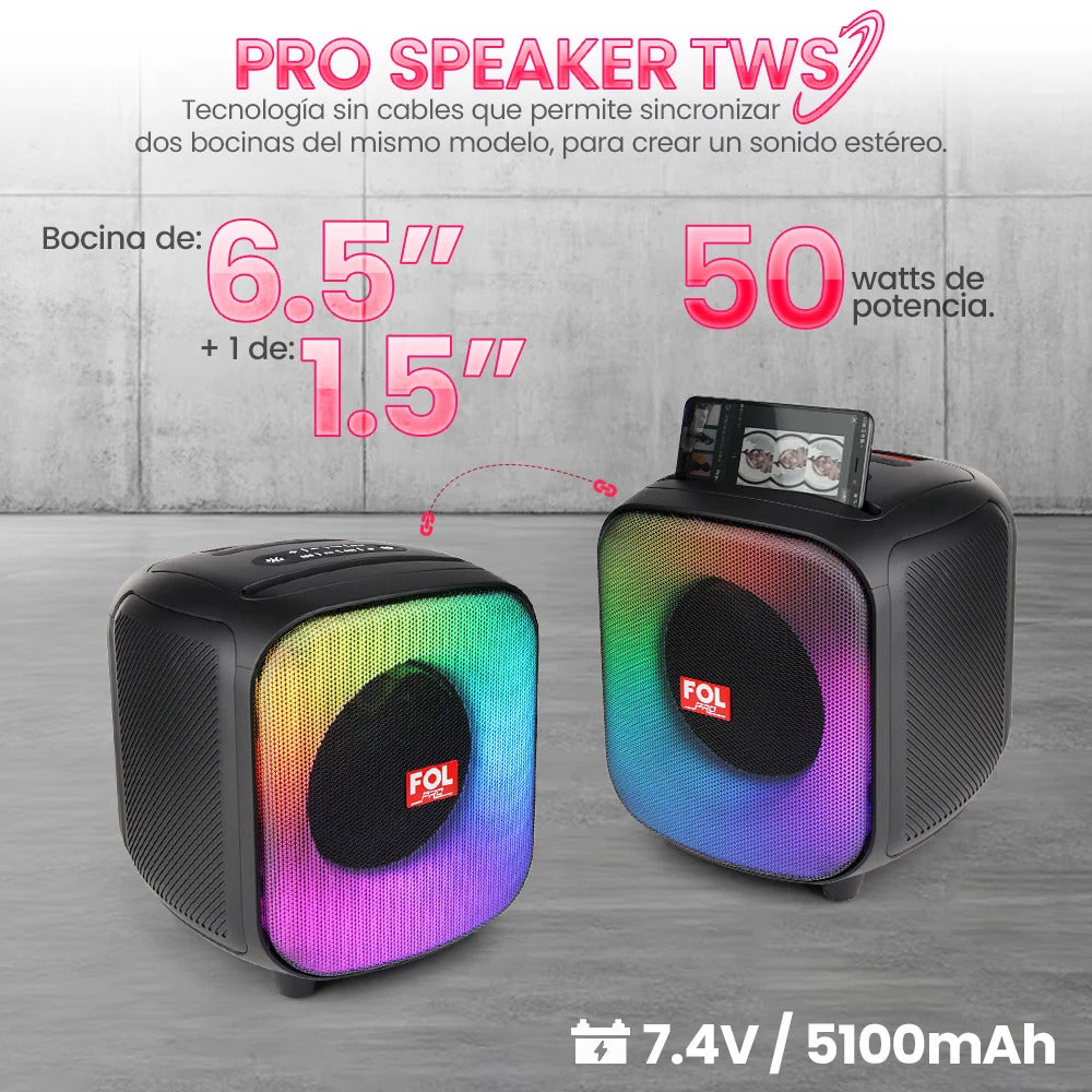 Bocina Fol 50W 5200mAh Bluetooth, 6.5