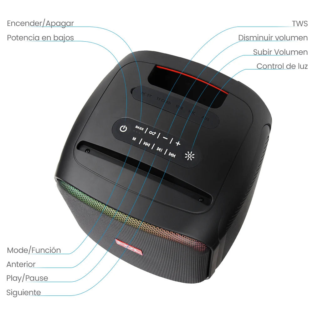 Bocina Fol 50W 5200mAh Bluetooth, 6.5