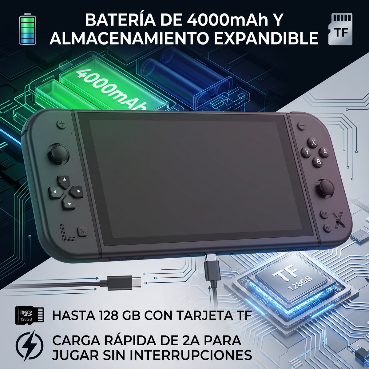 Consola de Videojuegos G90 Pantalla HD de 7 Pulgadas IPS Soporte Multi-Emulador