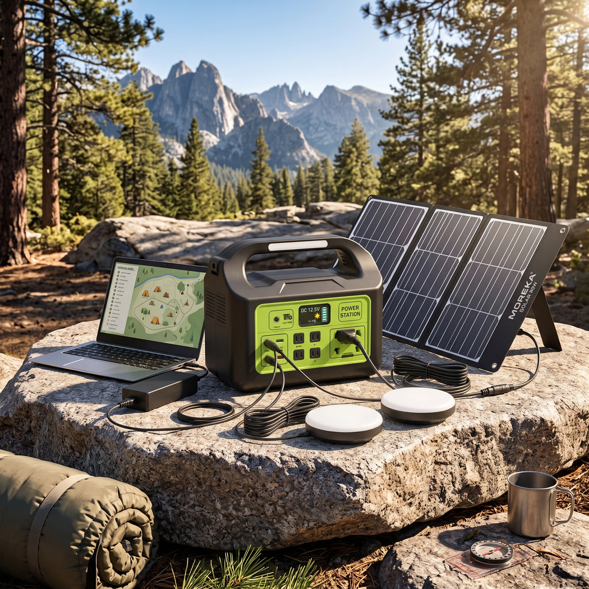 Estación de Energía Portátil Moreka GD-1225 150W Generador Solar Kit Iluminación