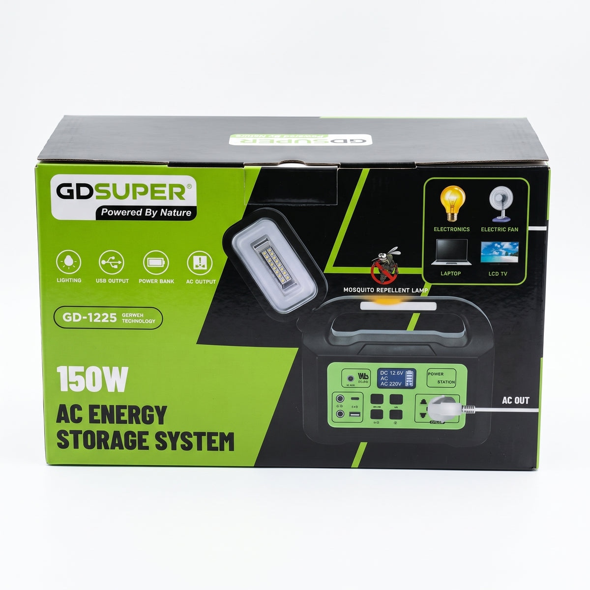 Estación de Energía Portátil Moreka GD-1225 150W Generador Solar Kit Iluminación