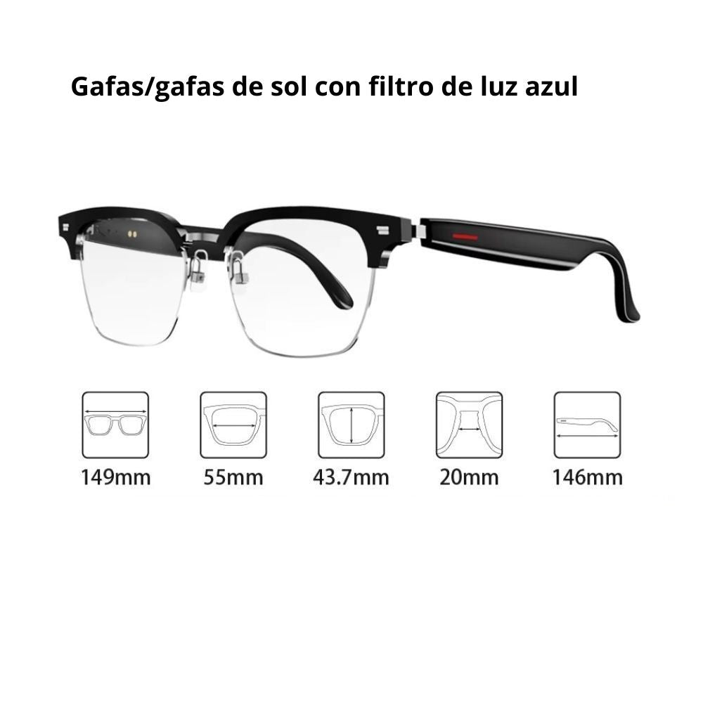 Lentes inteligentes traducción automática, asistente de Voz SIRI y Google, manos libres GS-08