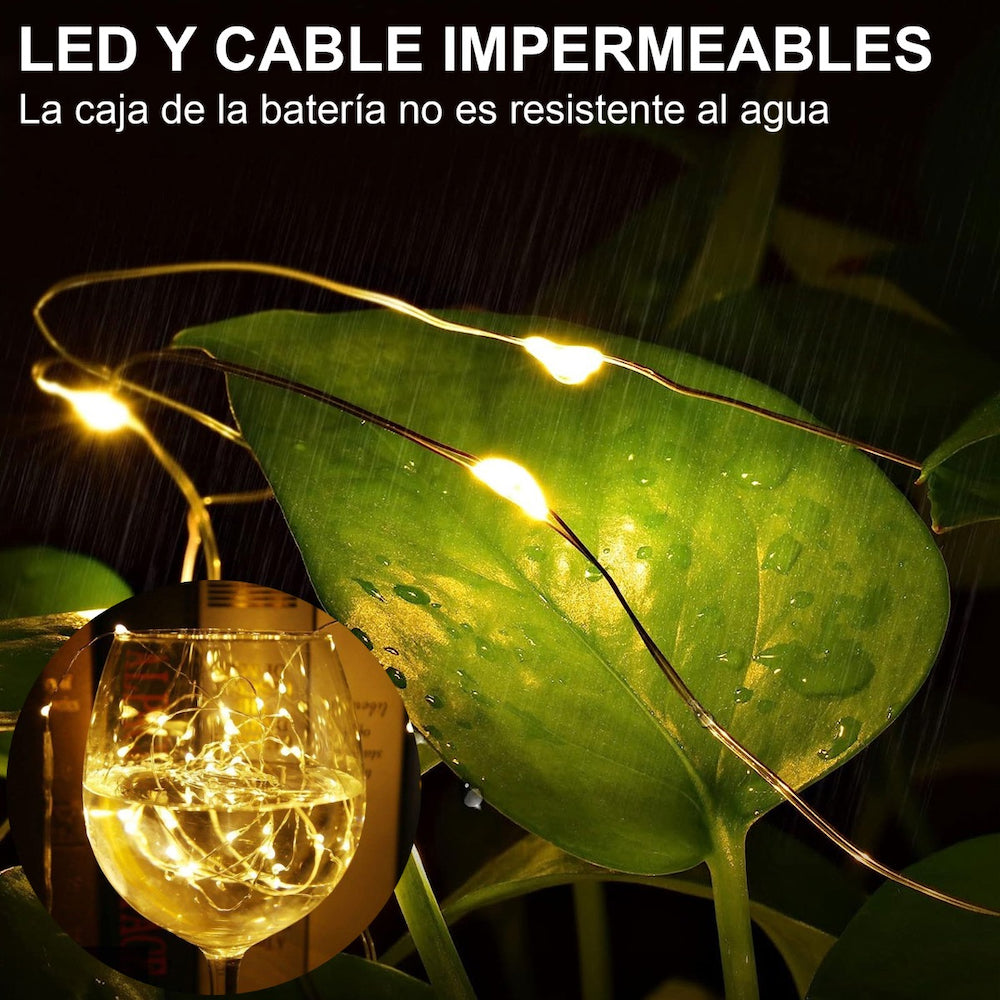 10pcs Guirnalda Luces Hadas 20 Leds 2mts Decorativas Navidad incluye Pilas