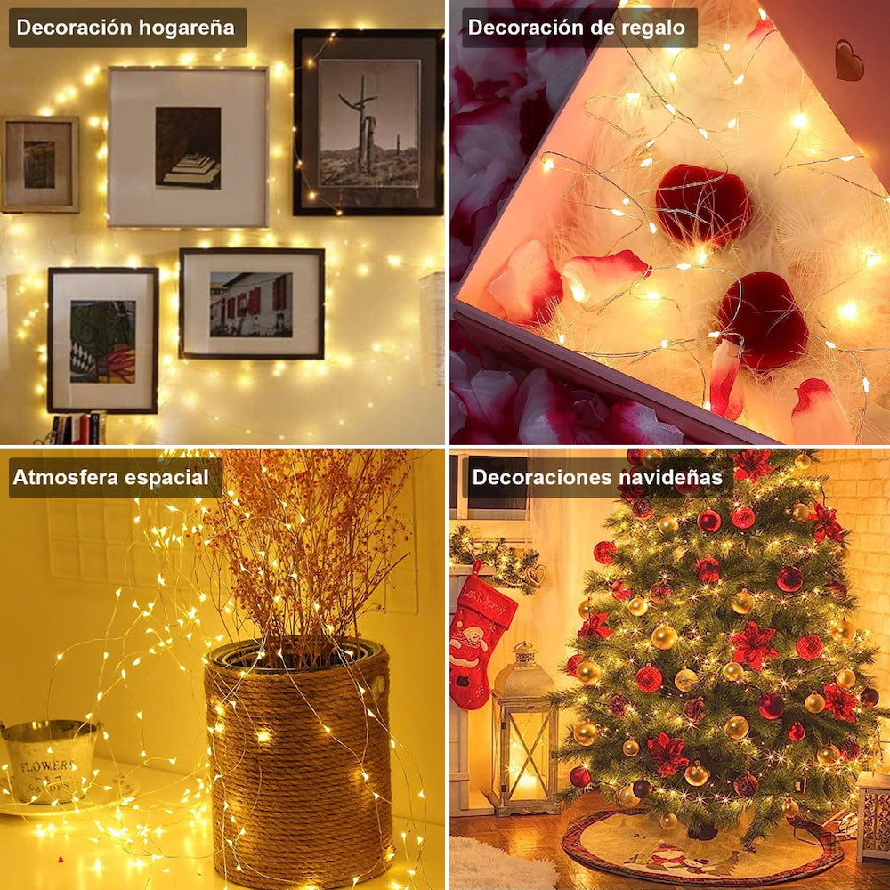 10pcs Guirnalda Luces Hadas 20 Leds 2mts Decorativas Navidad incluye Pilas