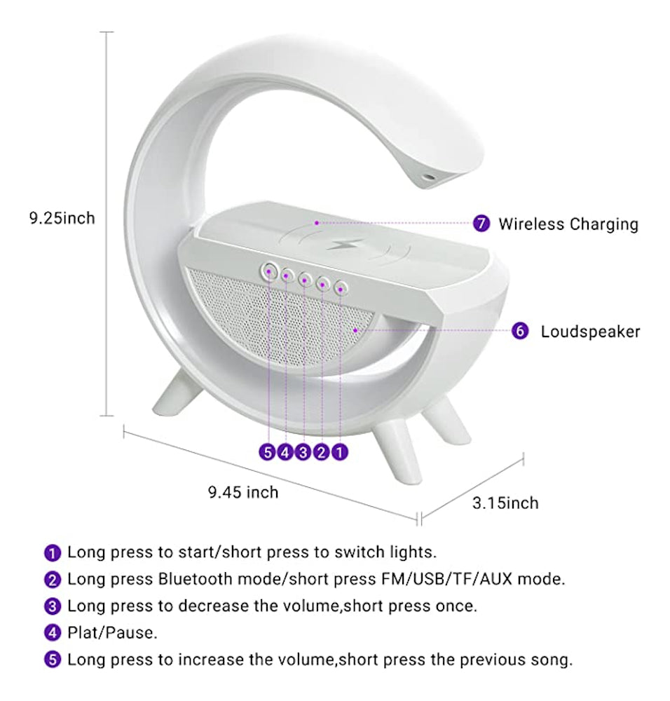 Lampara Bocina Moreka YN-2209,Cargador inalámbrico Bluetooth recargable
