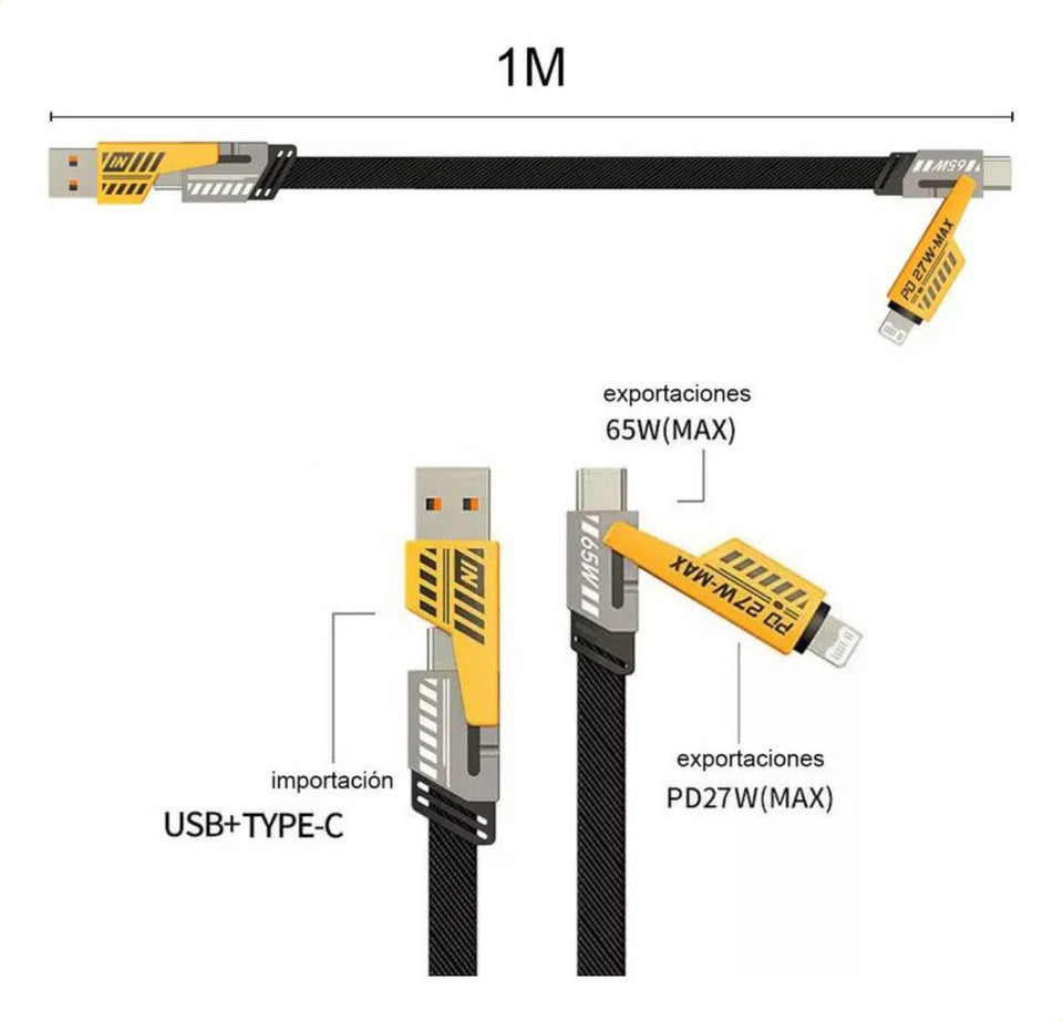 Cable 4 en 1 MOREKA CB-050: Carga rápida 65W
