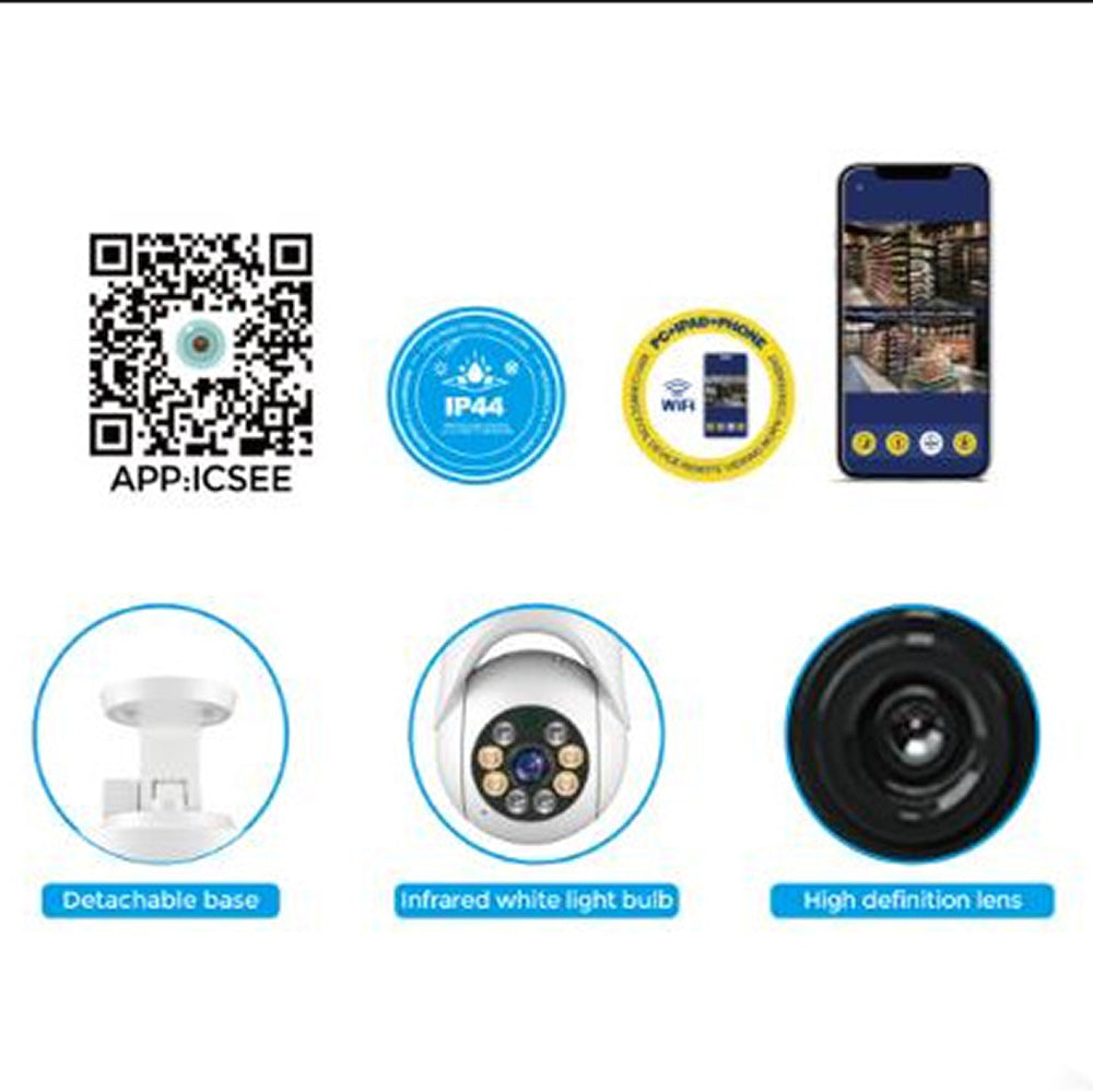 Cámara IP 360° Wifi 1080 HD Visión Nocturna Certificación IP44 Micrófono y altavoz JK-004