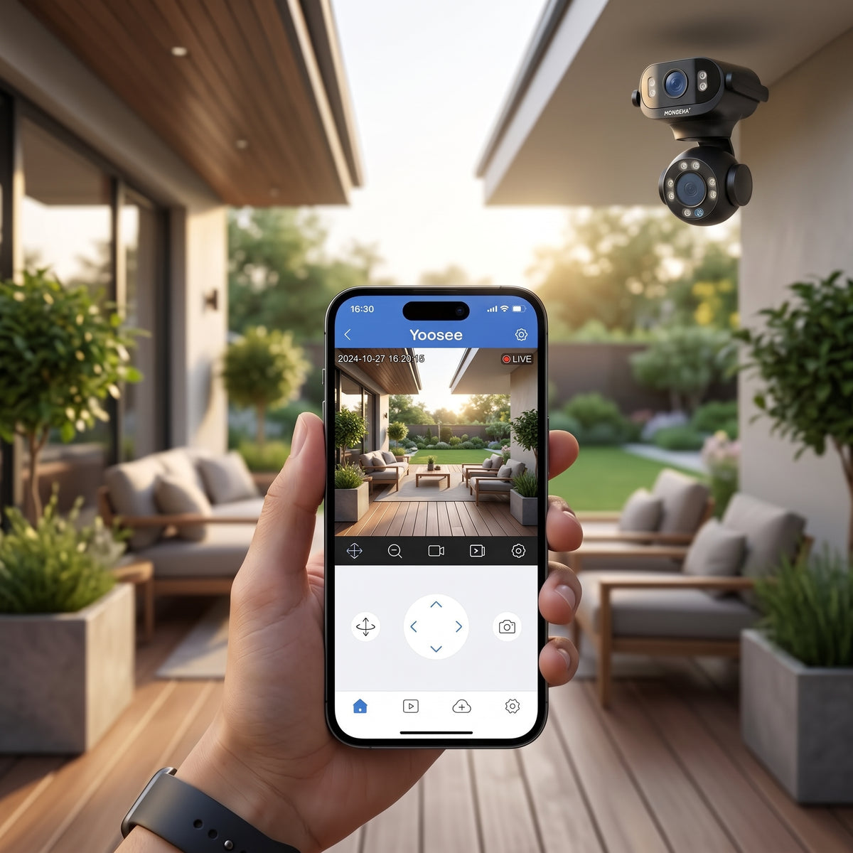 Cámara Inteligente WiFi Moreka JK008 con Doble Lente, IA y Protección IP66