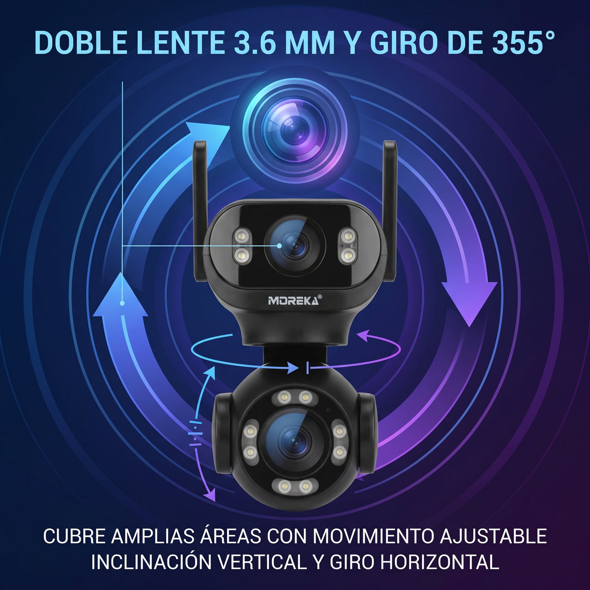 Cámara Inteligente WiFi Moreka JK008 con Doble Lente, IA y Protección IP66