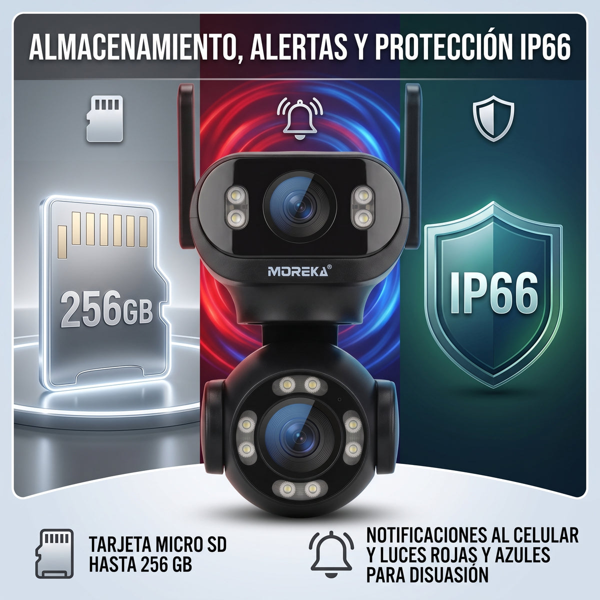 Cámara Inteligente WiFi Moreka JK008 con Doble Lente, IA y Protección IP66