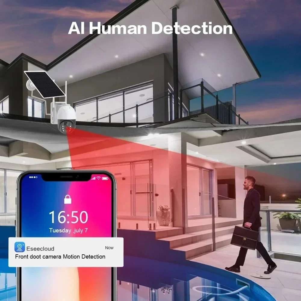 Cámara de Seguridad inalámbrica WiFi con Panel Solar Integrado Contra Agua IP66 JK-8181