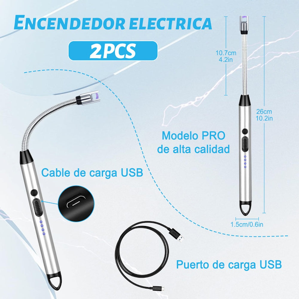 2pcs Usb Encendedor Eléctrico Portátil Recargable De Cocina JL817-2