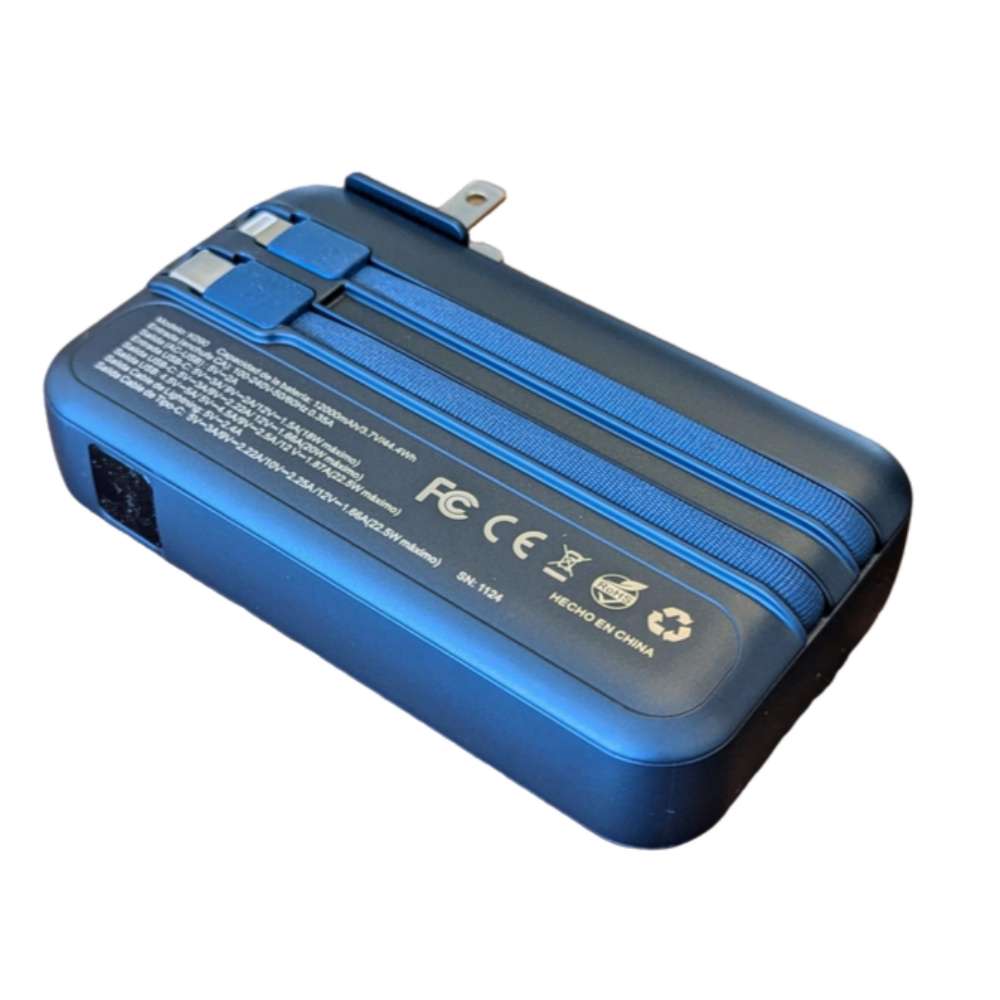 Power Bank Moreka K090 12000 mAh 22.5W cable tipo C y tipo IP clavija plegable