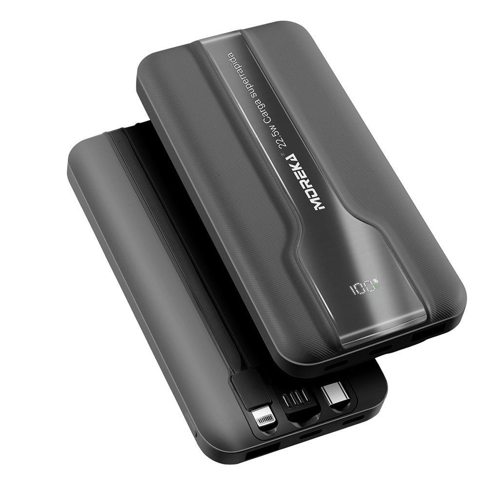 Power Bank Moreka K092 10000mAh 22.5W cables C USB Lightning y Micro USB