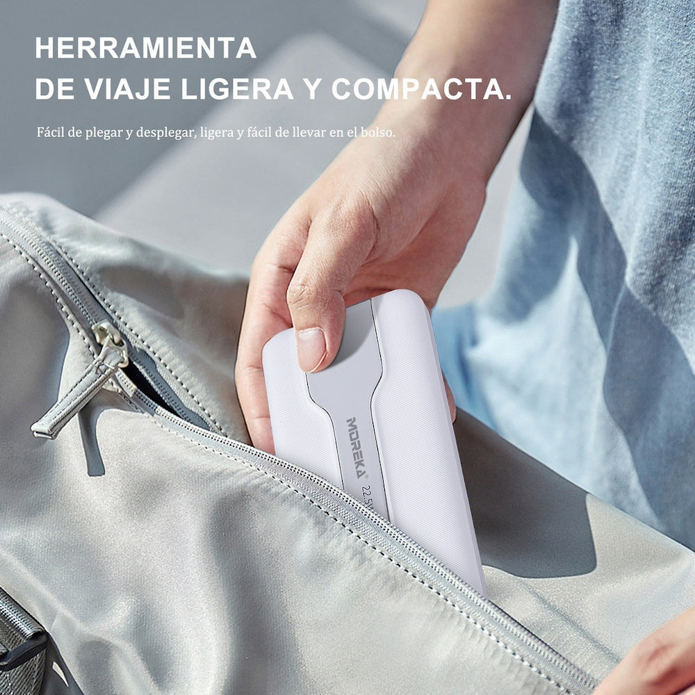 Power Bank Moreka K092 10000mAh 22.5W cables C USB Lightning y Micro USB