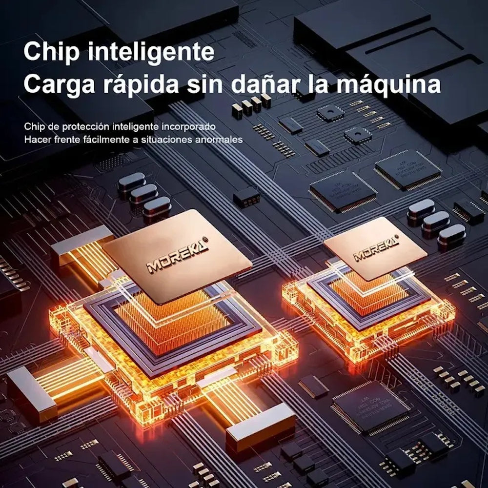 Power Bank Moreka K092 10000mAh 22.5W cables C USB Lightning y Micro USB