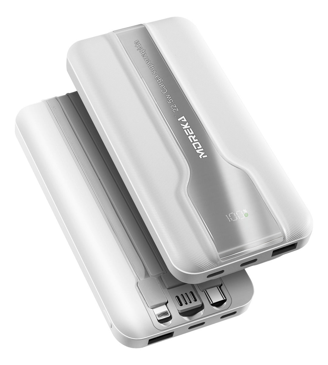Power Bank Moreka K092 10000mAh 22.5W cables C USB Lightning y Micro USB