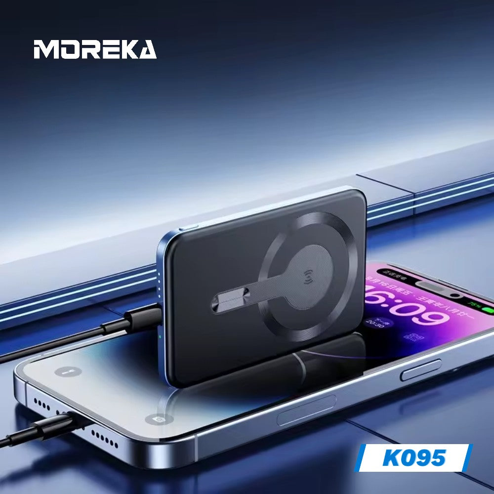 Power Bank Moreka K095 10000mAh 22.5W cables C USB Lightning y Micro USB