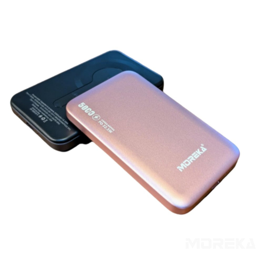 Power Bank Moreka K095 10000mAh 22.5W cables C USB Lightning y Micro USB