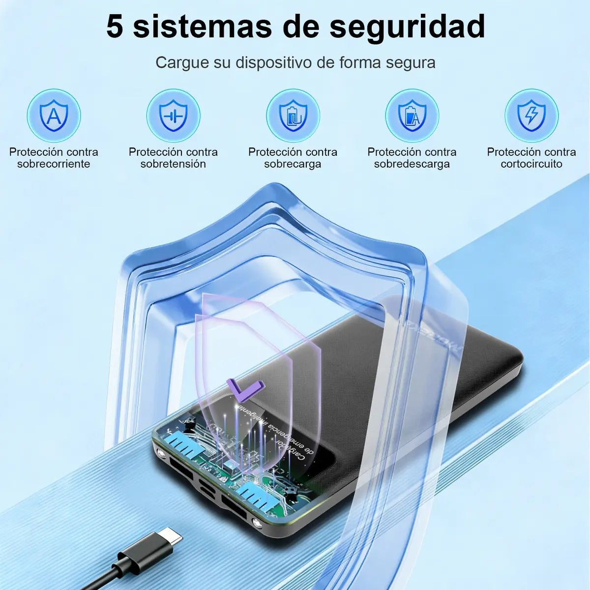 Power Bank Moreka K101 10000mAh 37Wh Puertos de Salida 2 USB + Entrada y Salida Tipo C Pantalla LED Linterna Carga Rápida