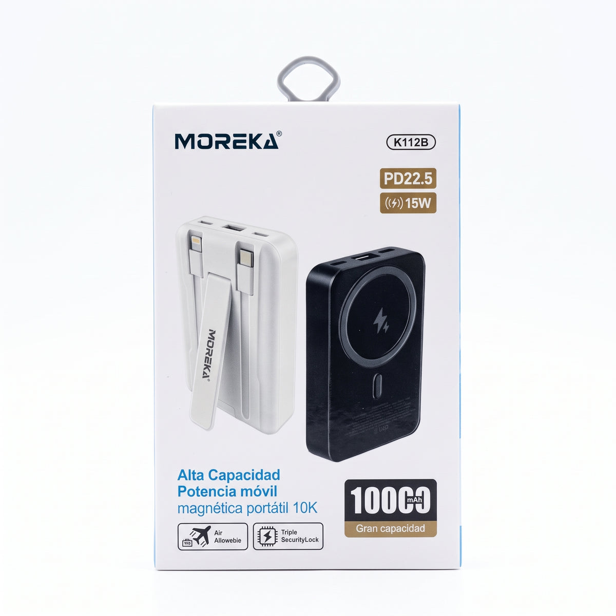 Batería Portátil Moreka K112B 10000mAh Carga Magnética Inalámbrica 15W PD 22.5W