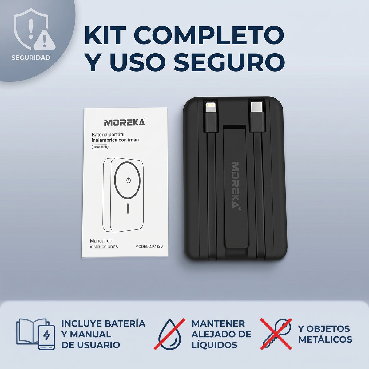 Batería Portátil Moreka K112B 10000mAh Carga Magnética Inalámbrica 15W PD 22.5W