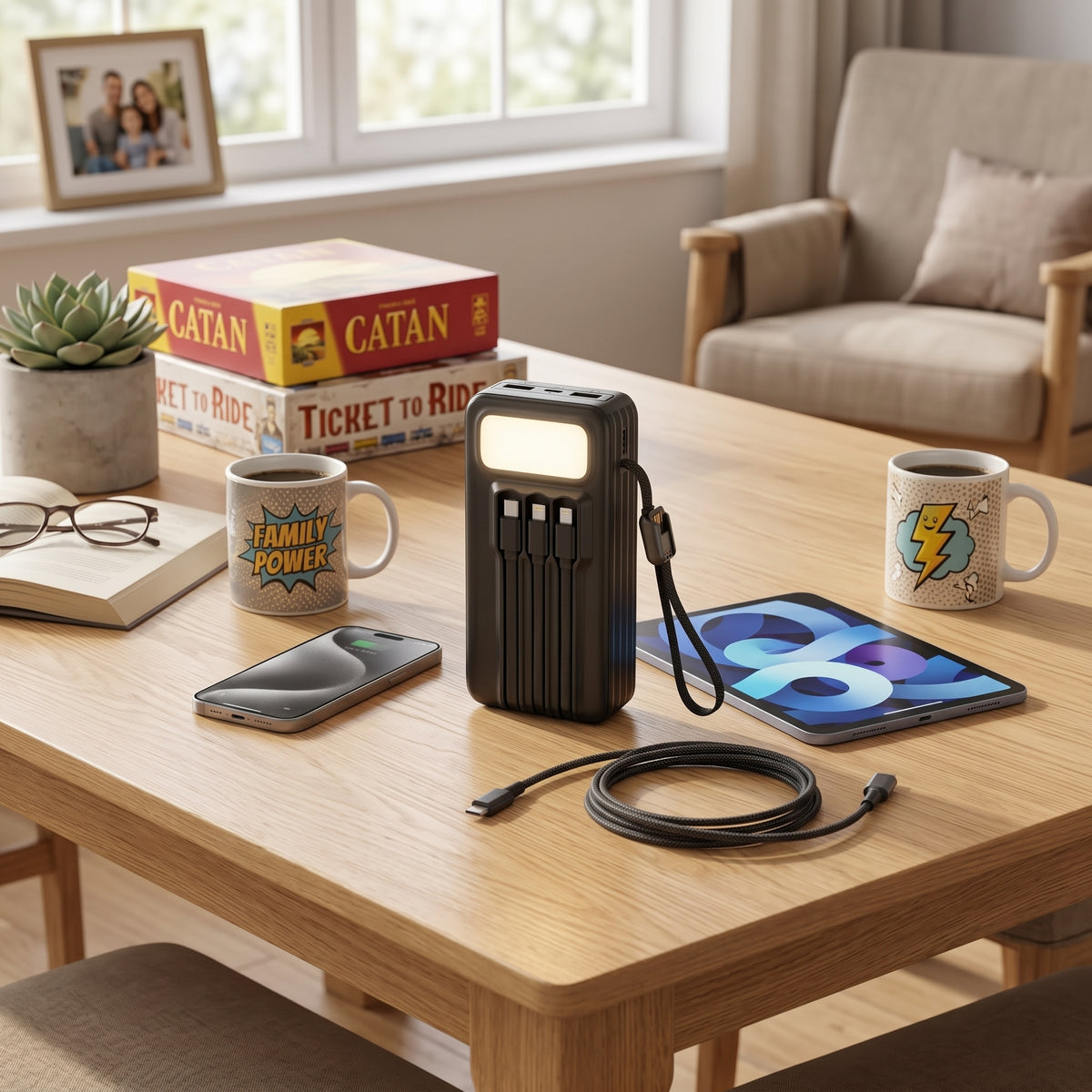 Batería Externa Moreka K114 20000mAh con 22.5W y Cuatro Cables Integrados