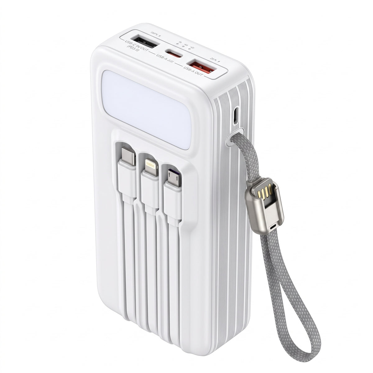 Batería Externa Moreka K114 20000mAh con 22.5W y Cuatro Cables Integrados