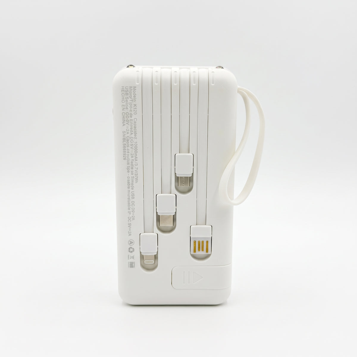 Batería Externa Moreka K120 10000mAh con Cables Integrados y Carga Inteligente 2A