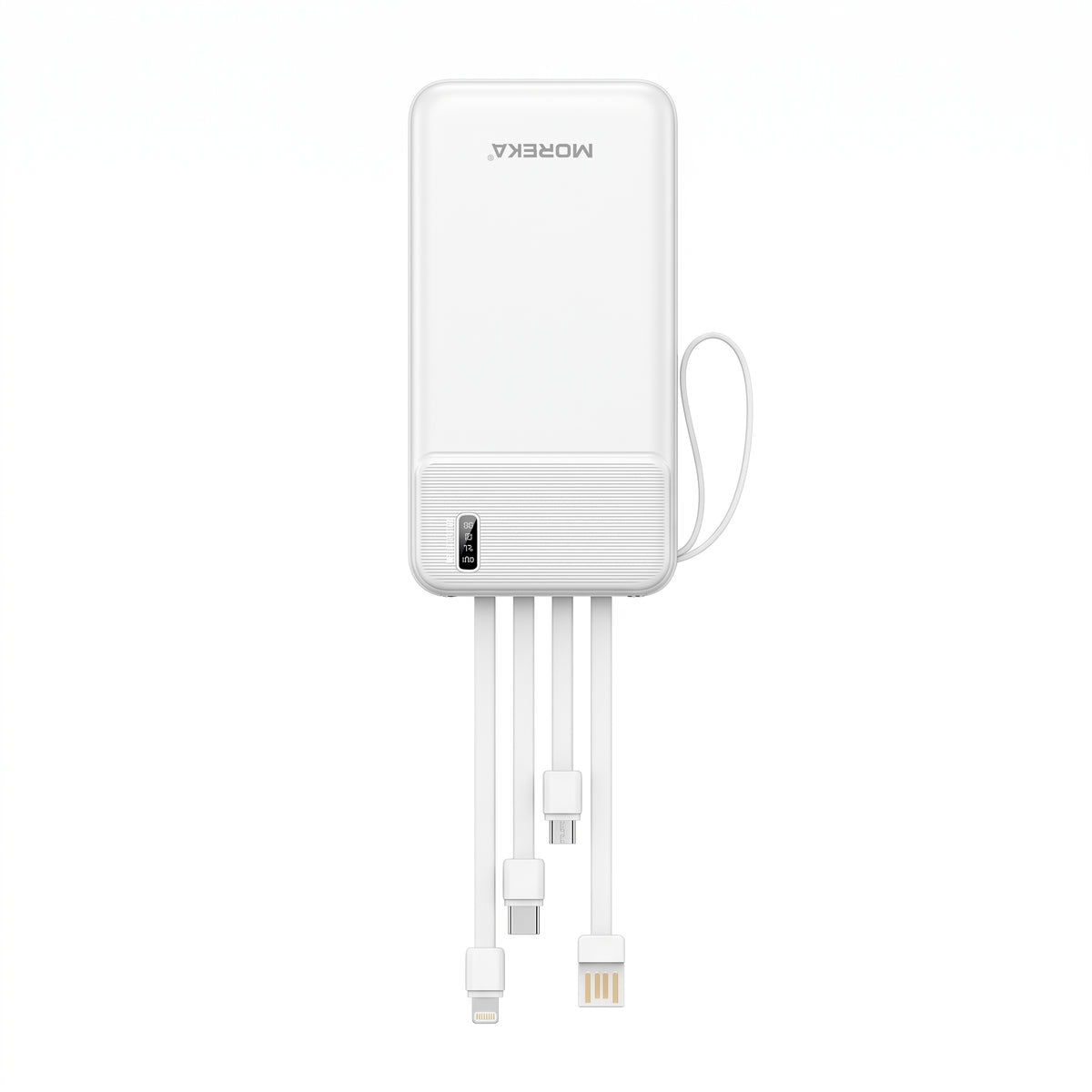 Batería Externa Moreka K120 10000mAh con Cables Integrados y Carga Inteligente 2A