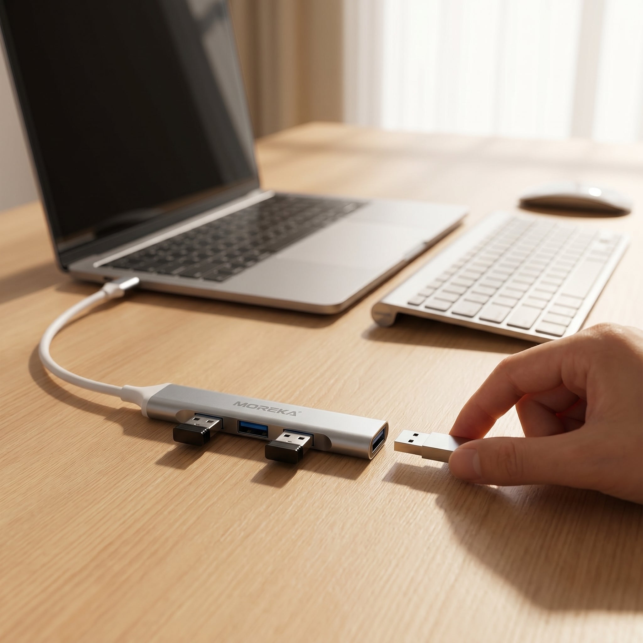 Hub USB 3.0 Moreka KZ02 4 en 1 Alta Velocidad Plug & Play