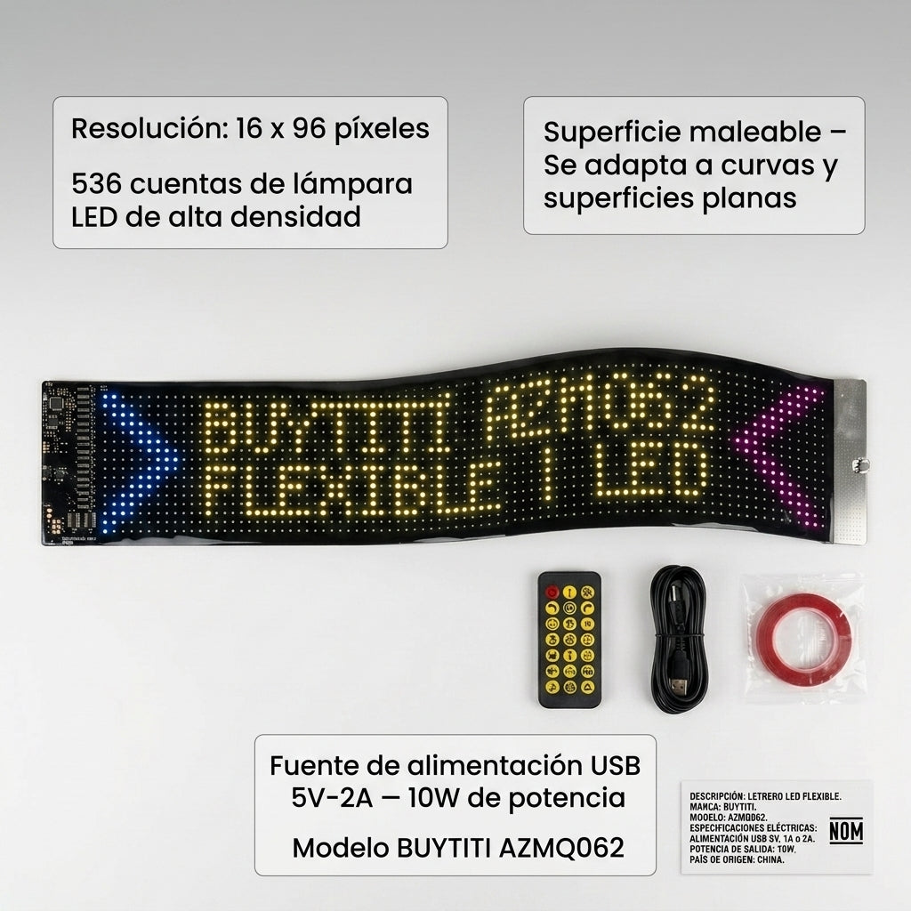 Letrero LED Flexible personalizable BUYTITI AZMQ062
