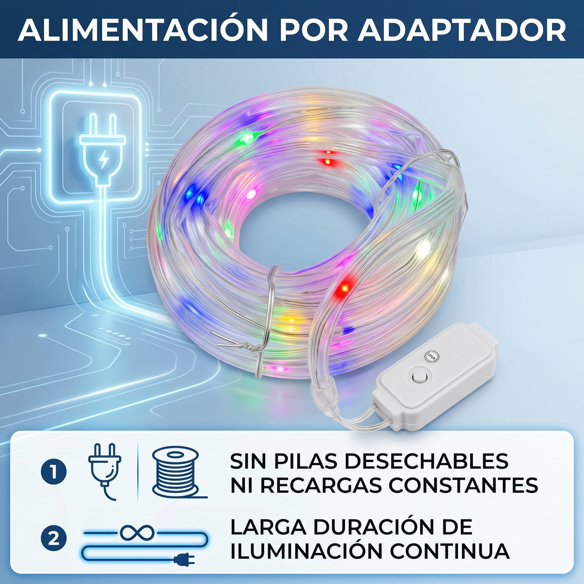 Cuerda de Luces LED Moreka M15-005 5 Metros 90 Luces Multicolor Protección IP65