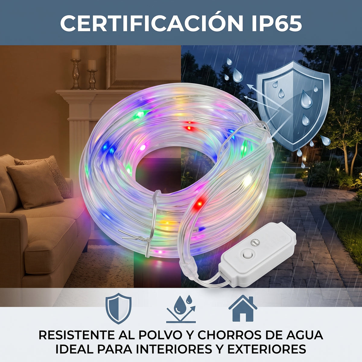 Cuerda de Luces LED Moreka M15-005 5 Metros 90 Luces Multicolor Protección IP65