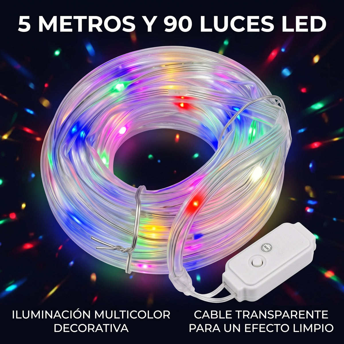 Cuerda de Luces LED Moreka M15-005 5 Metros 90 Luces Multicolor Protección IP65