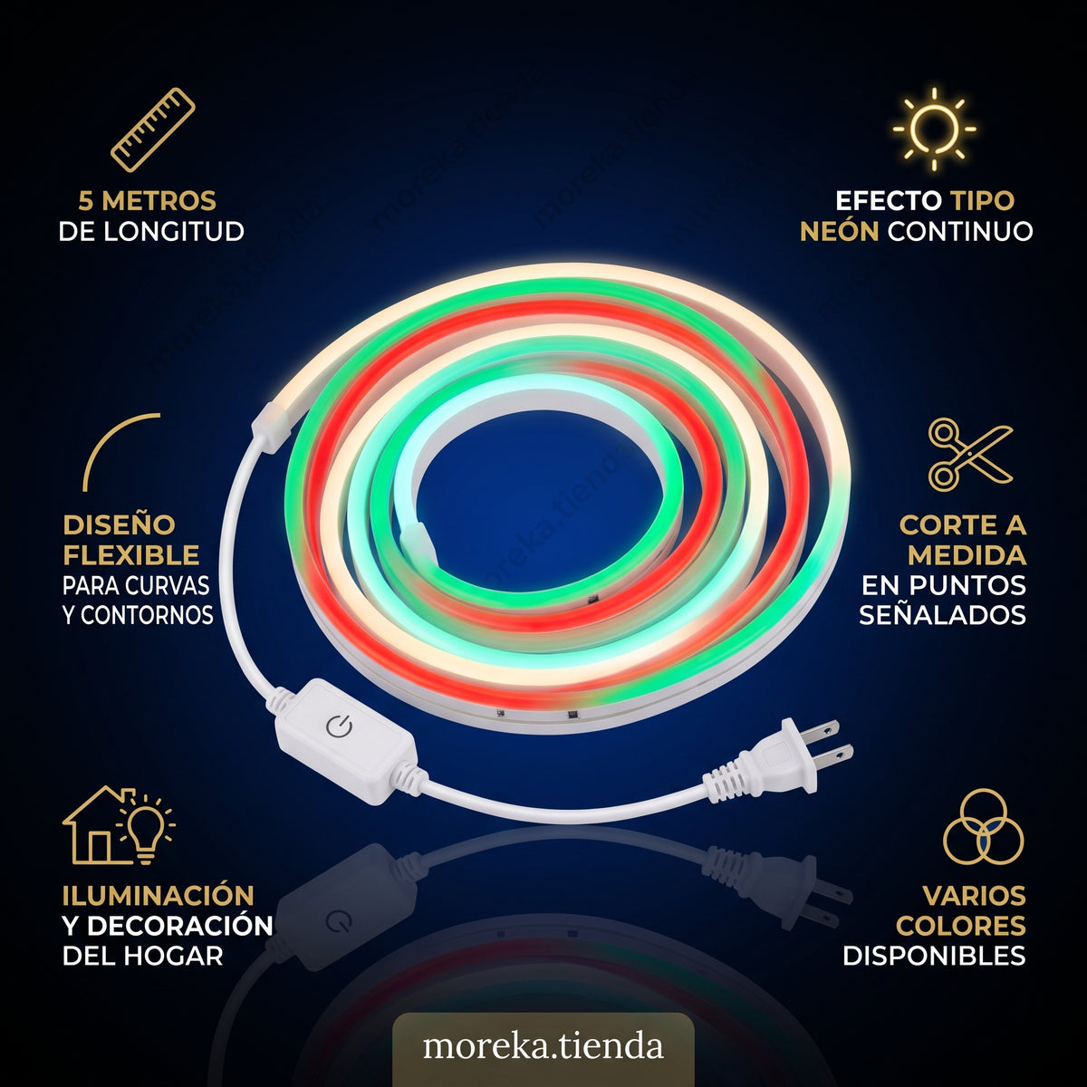 Tira de Luz LED Tipo Neón Moreka M16-005 de 5 Metros Flexible y Decorativa