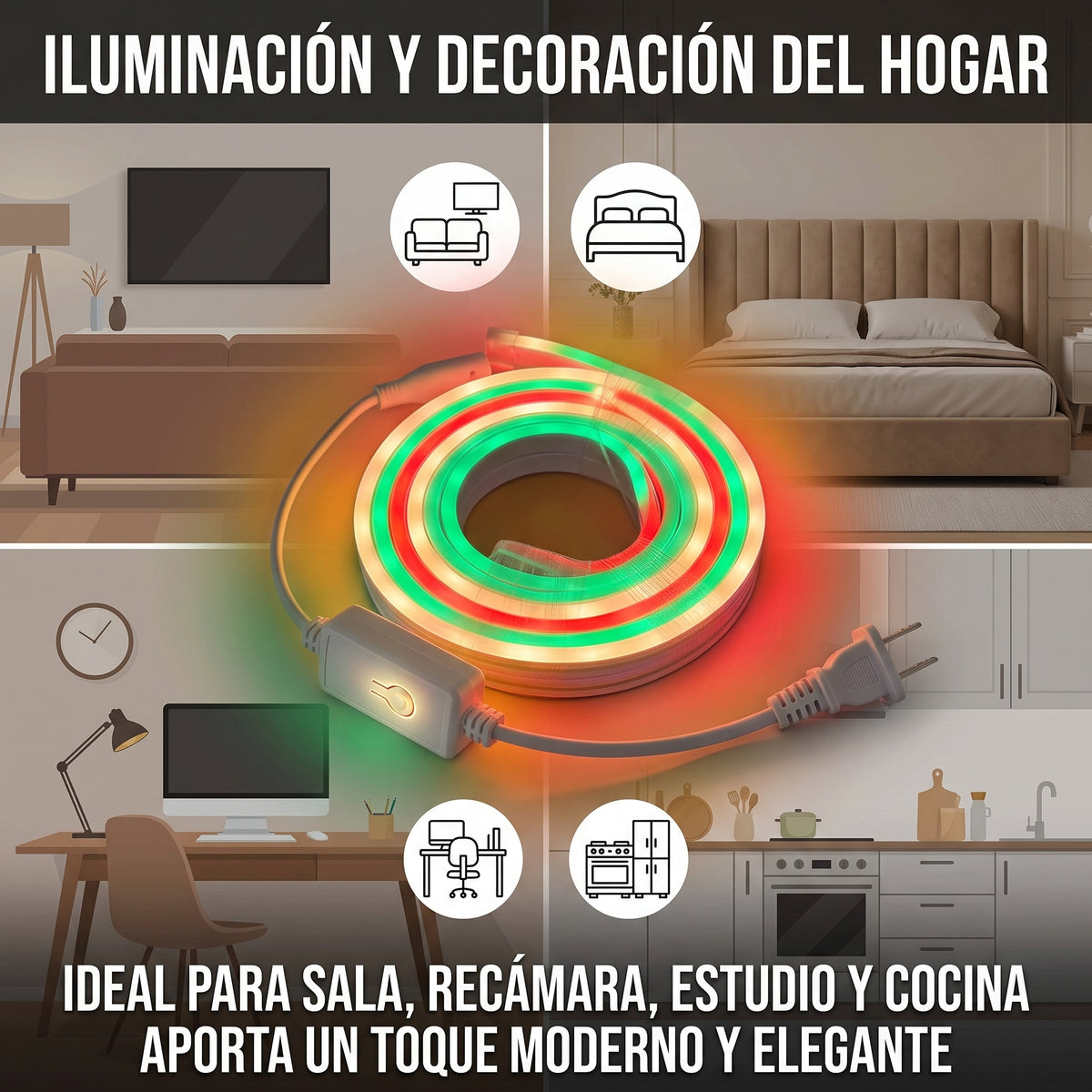 Tira de Luz LED Tipo Neón Moreka M16-005 de 5 Metros Flexible y Decorativa