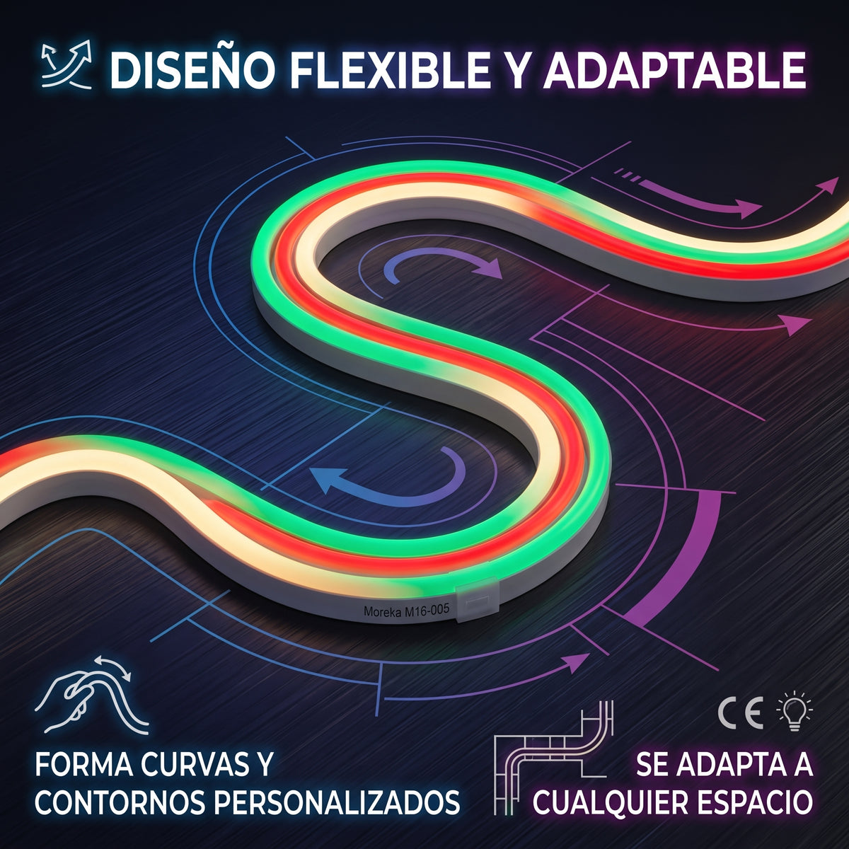 Tira de Luz LED Tipo Neón Moreka M16-005 de 5 Metros Flexible y Decorativa