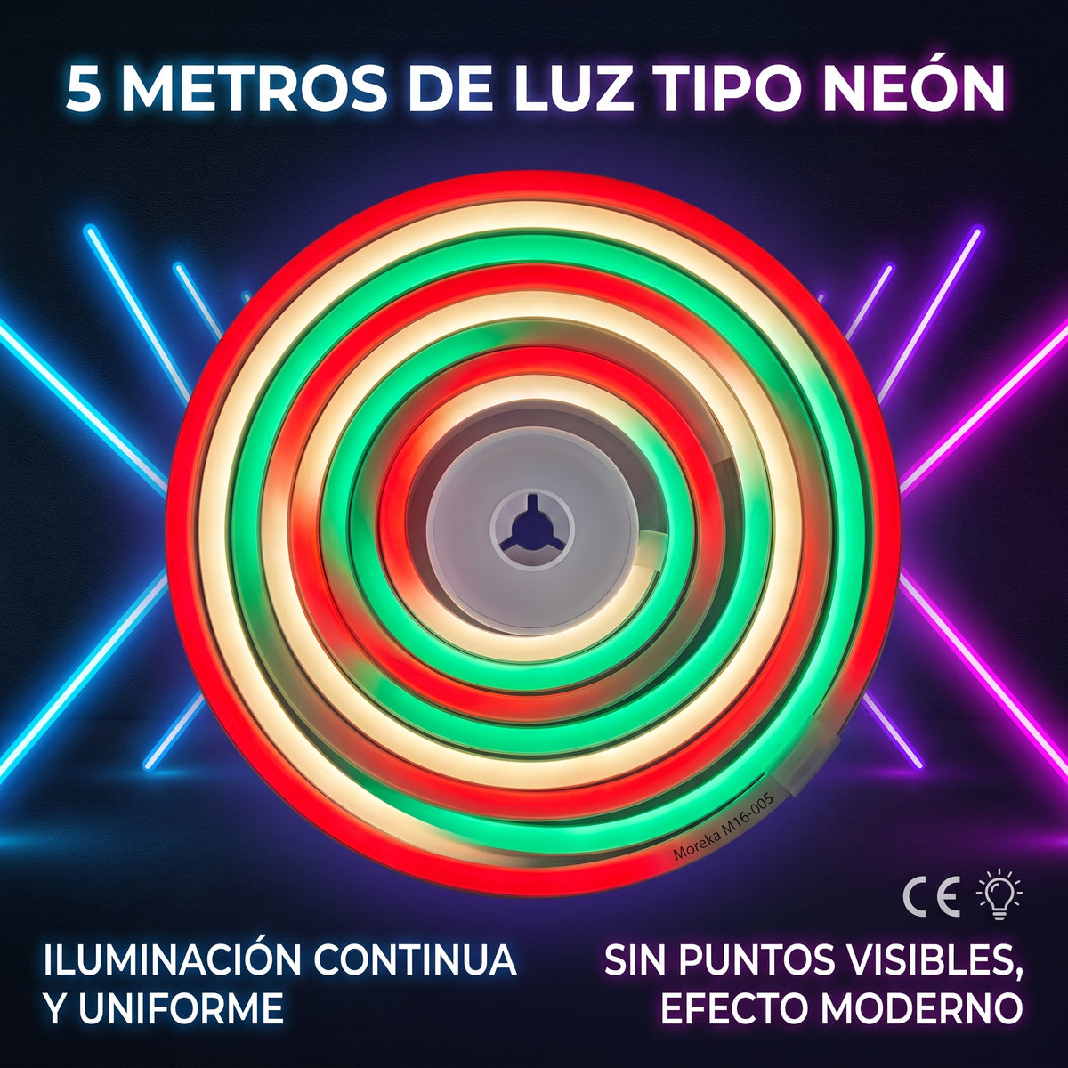 Tira de Luz LED Tipo Neón Moreka M16-005 de 5 Metros Flexible y Decorativa