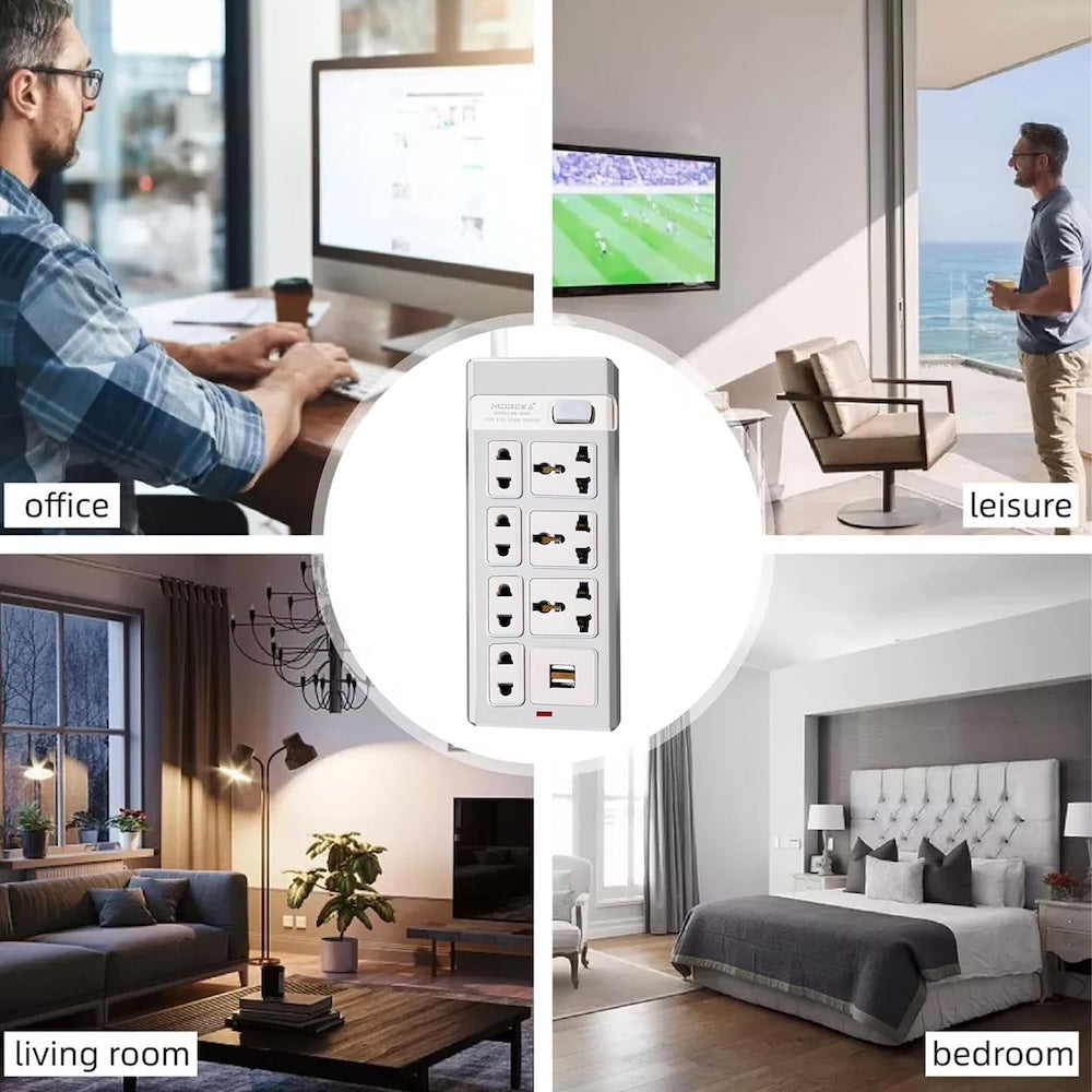 Multicontacto 7 Conexiones 2 Puertos Usb MC-004U