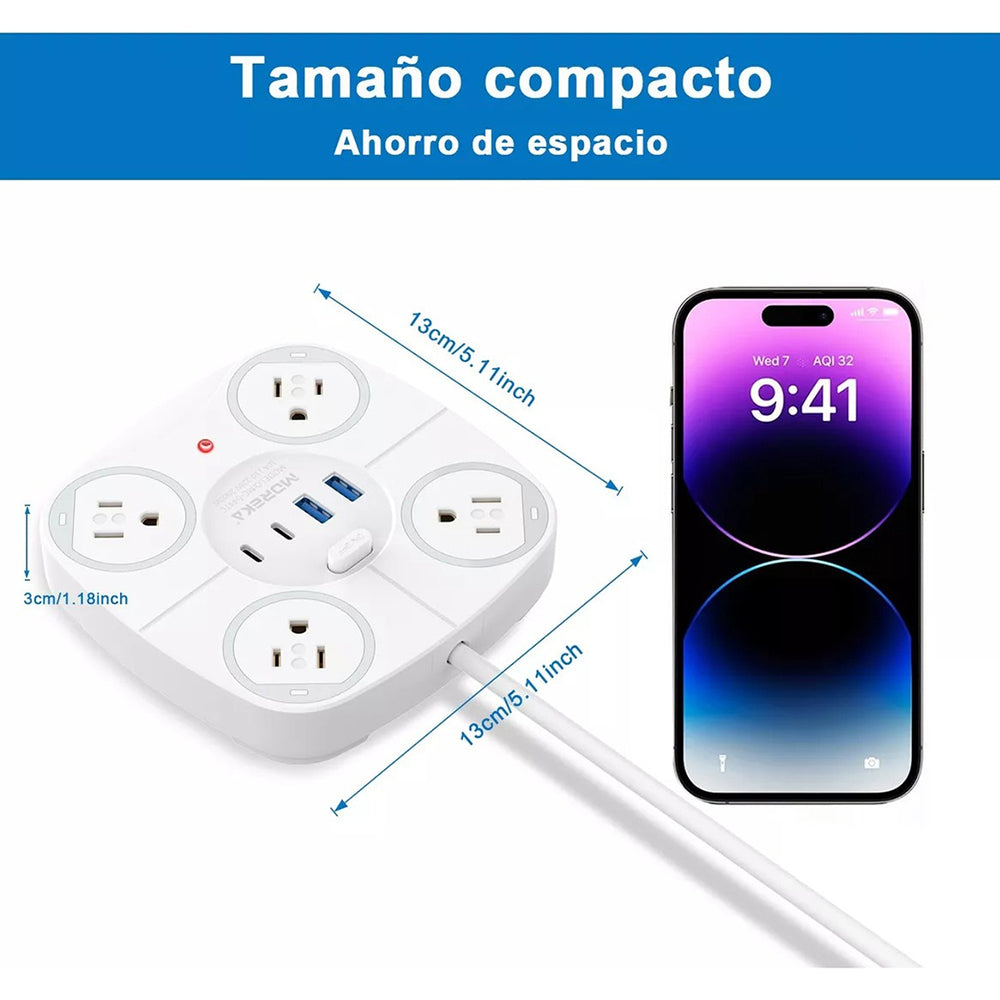 Multicontacto Circular 4 Salidas 2 Usb 2 Tipo C MC-5447C