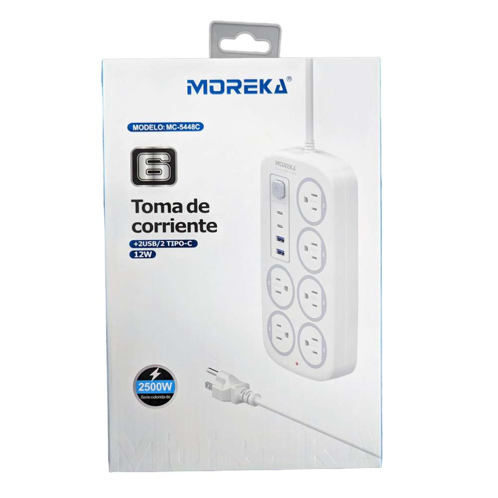 Multicontacto 6 Conexiones 2 Puertos Usb 2 Puertos C MC-5448c