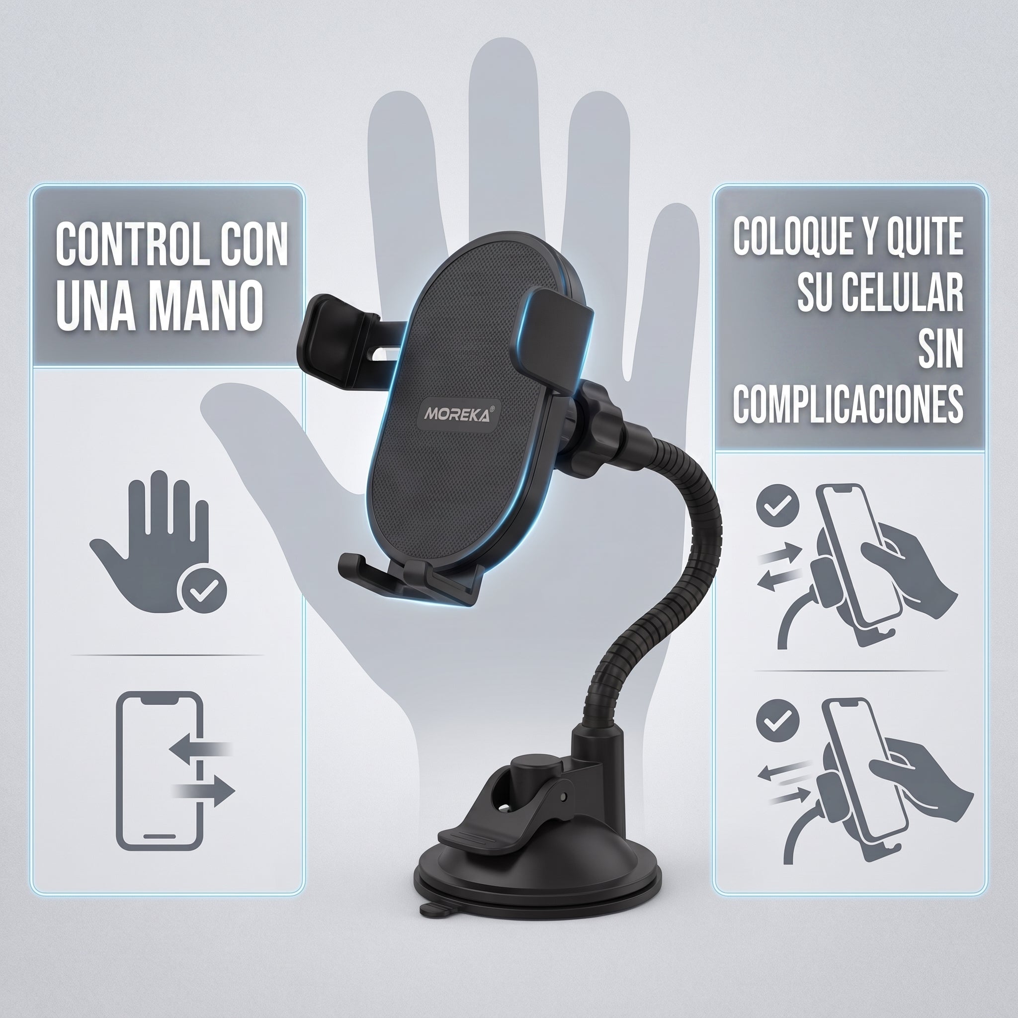 Soporte para Teléfonos Móviles Moreka MH-71C con Rotación de 360 Grados