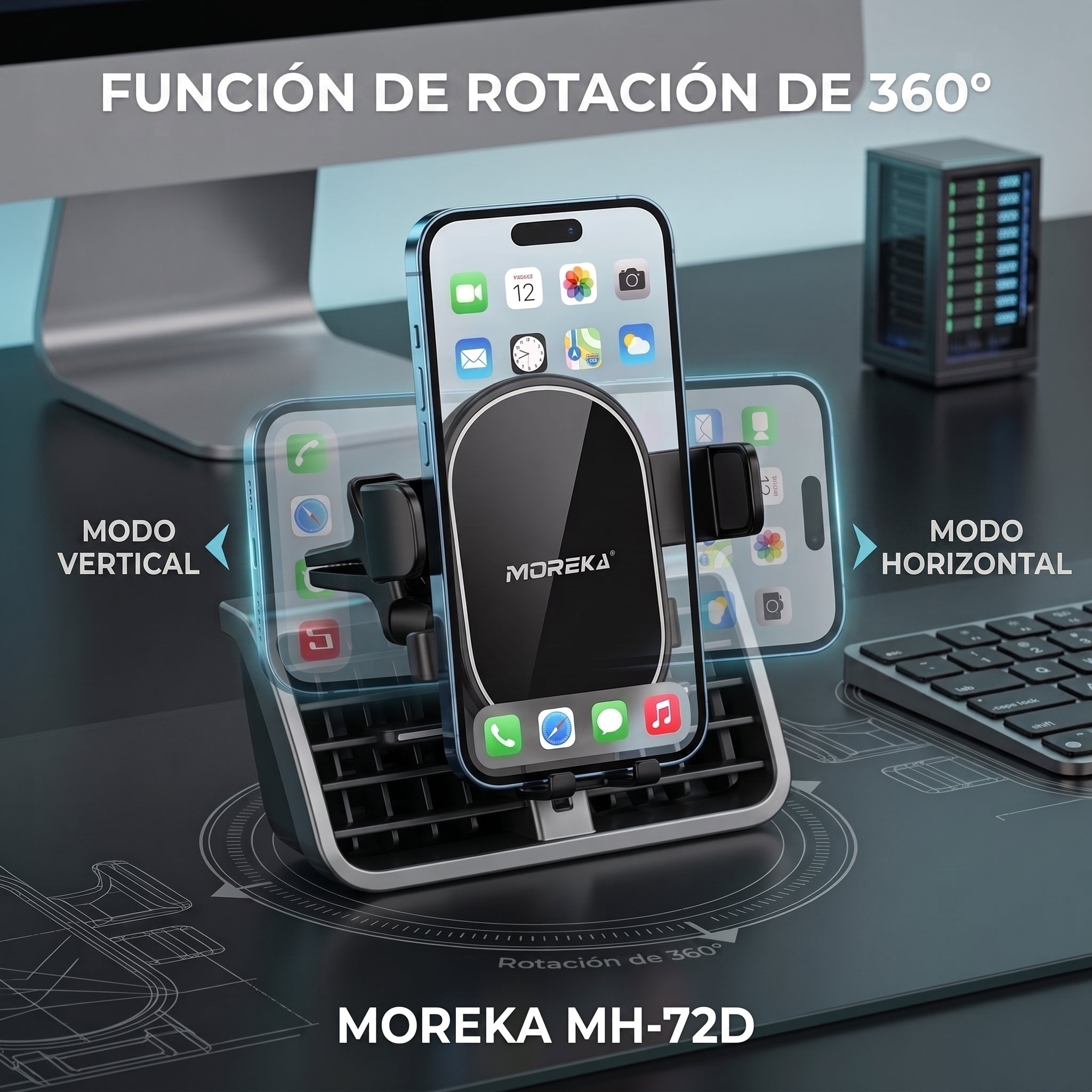 Soporte Para Celular Automóvil  Moreka MH-72D Portacelular
