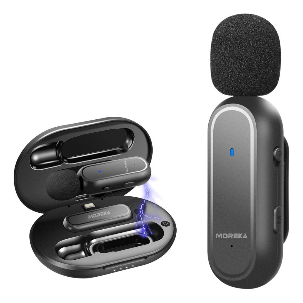 Micrófono inalámbrico reducción de ruido con clip incluye estuche de carga Moreka ML-01
