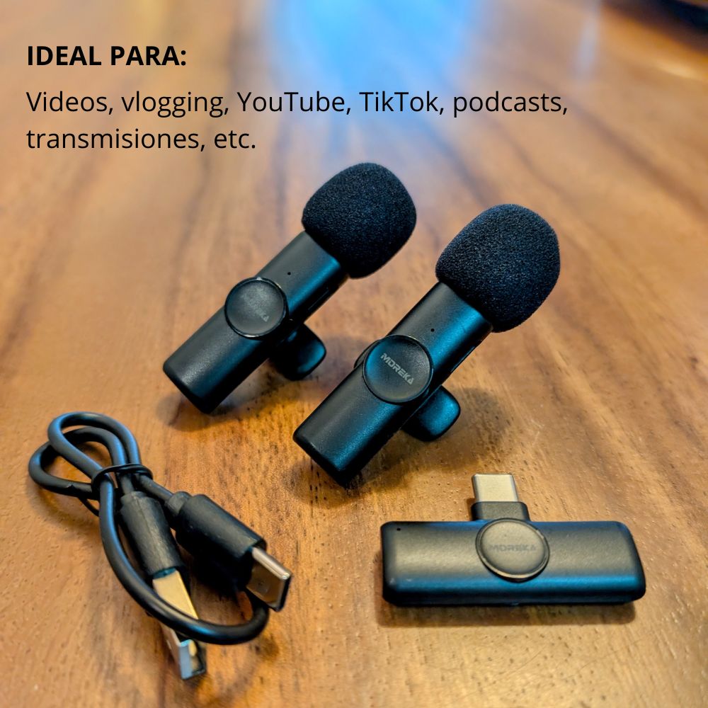 Paquete de 2 micrófonos inalámbricos  reducción de ruido con clip para grabación de vlog Moreka ML-03
