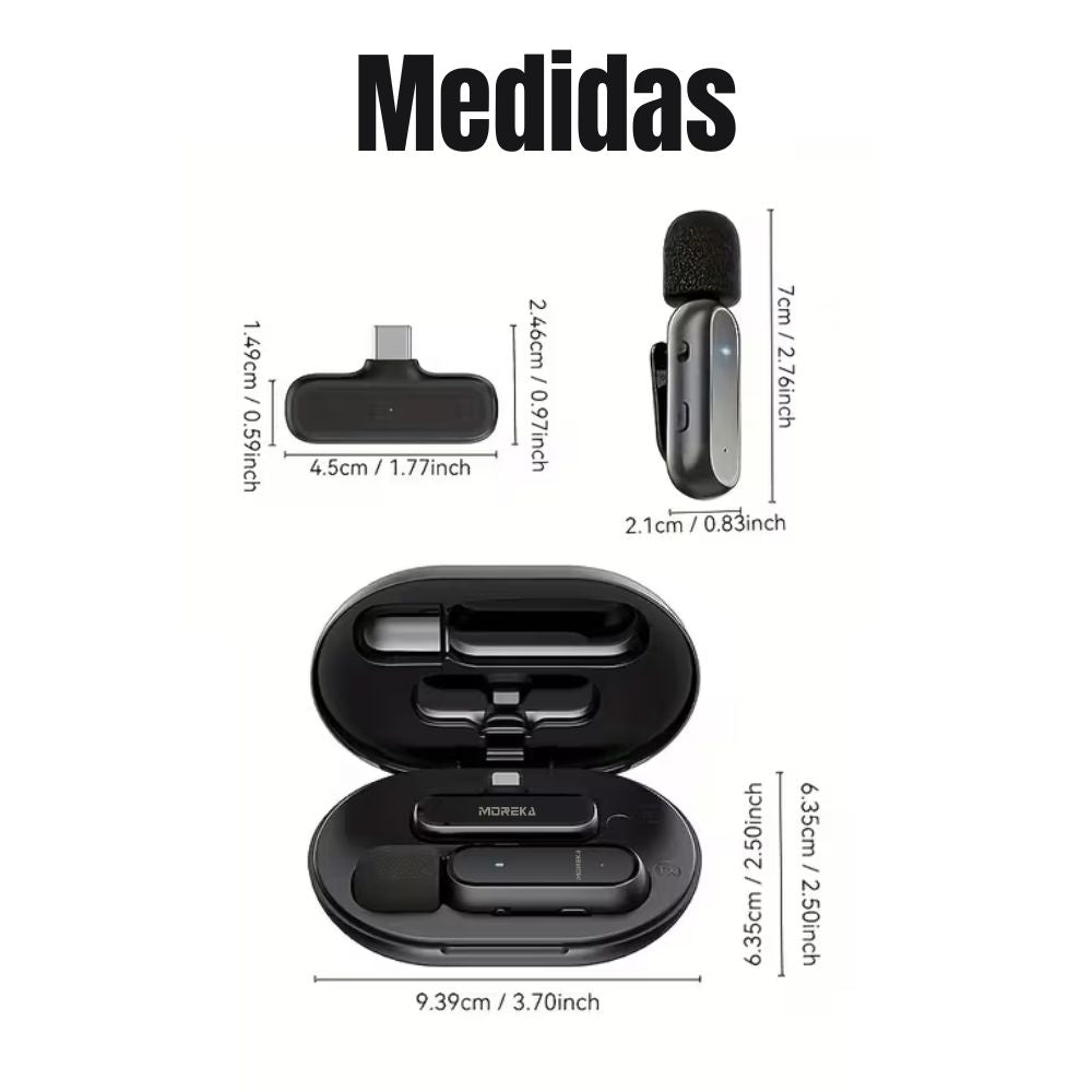 Micrófono inalámbrico reducción de ruido con clip incluye estuche de carga Moreka ML-01