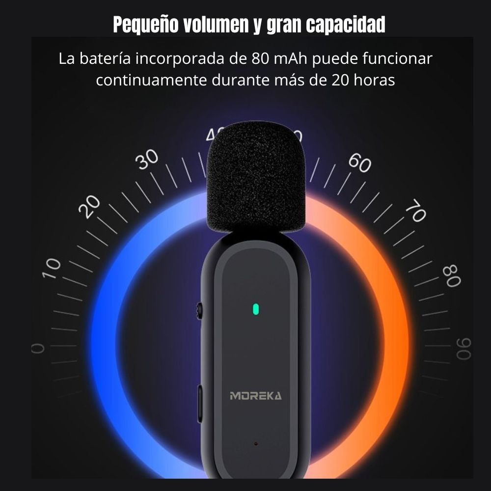 Micrófono inalámbrico reducción de ruido con clip incluye estuche de carga Moreka ML-01